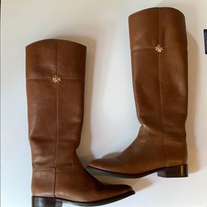 Brown Leather Tory Burch Riding Boots
